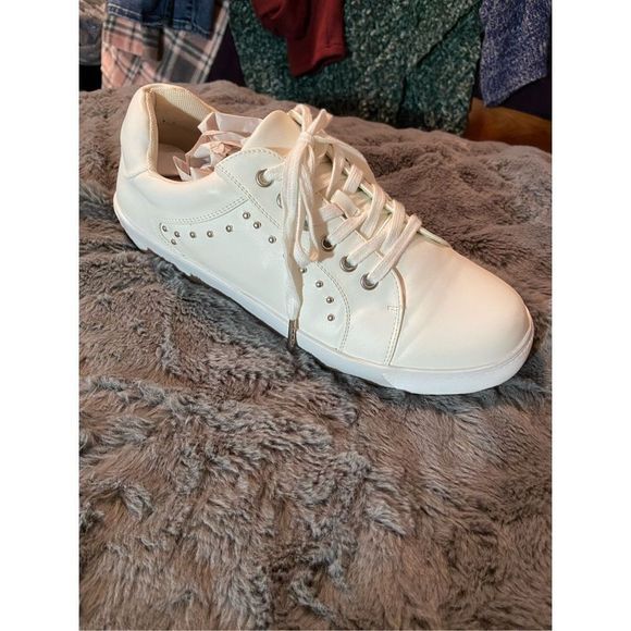 Torrid White Studded Low Top Lace Up Sneakers - Picture 1 of 7